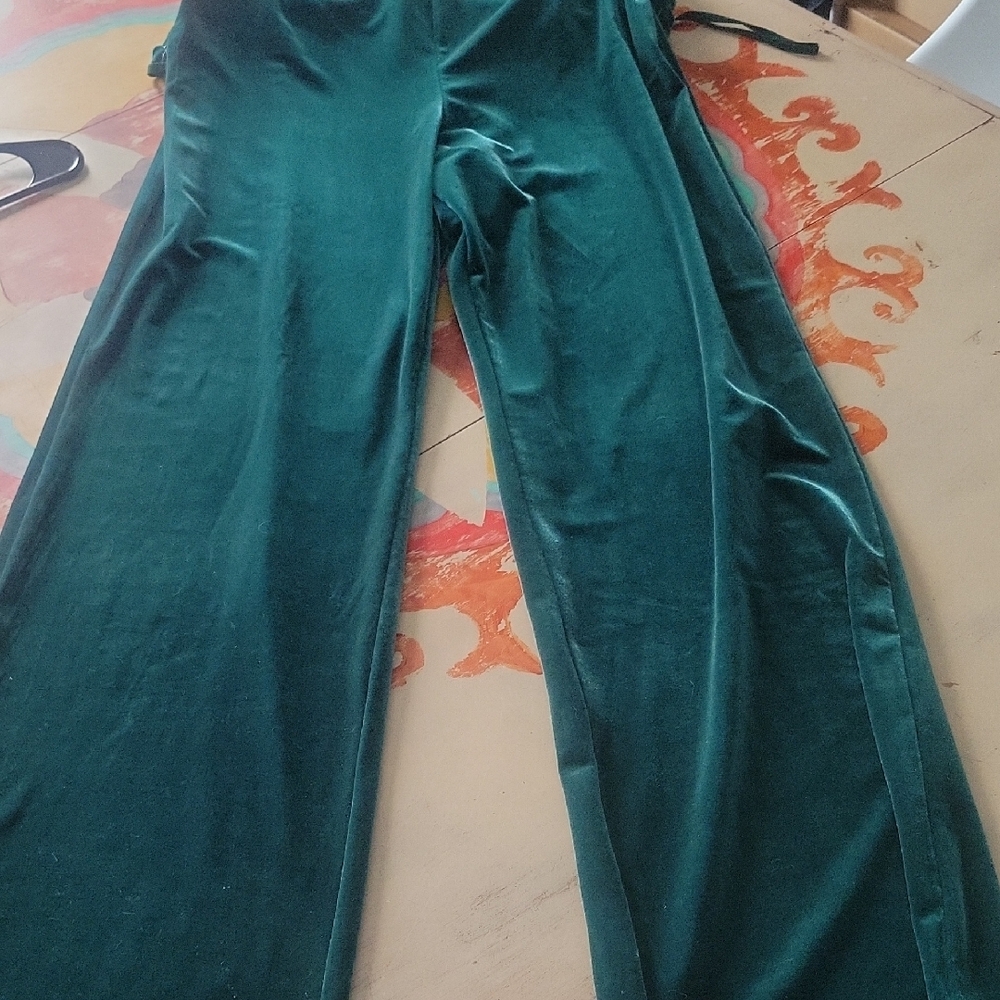 White House Black Market Green Velvet Jumpsuit - Picture 4 of 4